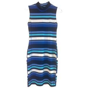Bodycon Dress Potter’s Pot Women’s Blue Sleeveless Cross Back Flap Size Large